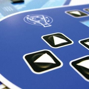 Close-up detail of screen printed membrane switch panel